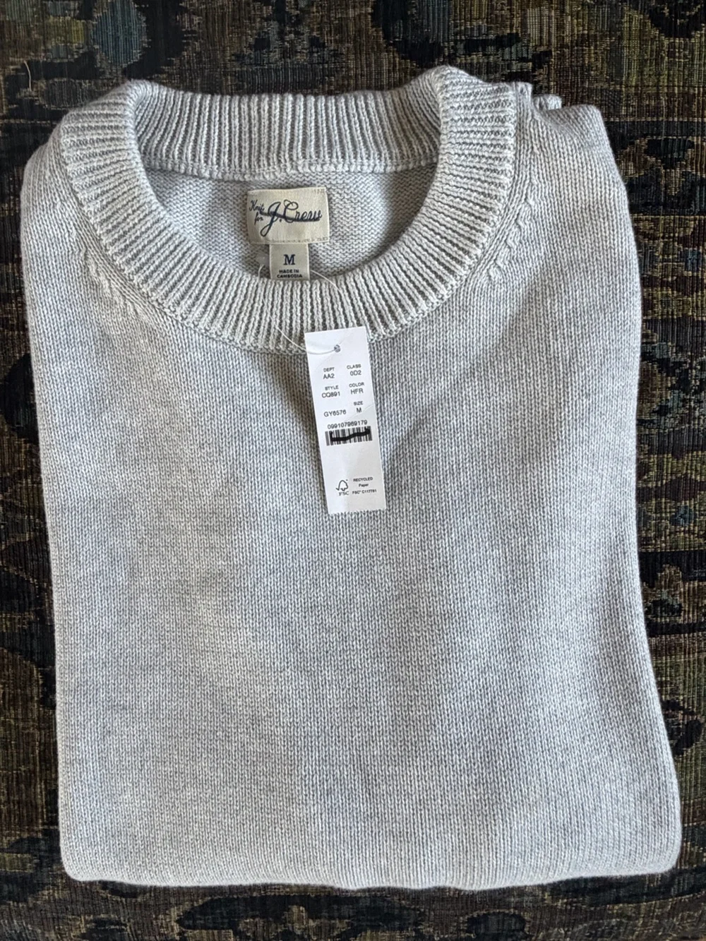 J.Crew Men’s Cotton Crewneck Sweater Gray NWT Size Medium